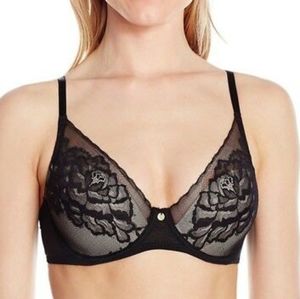 NWOT Natori Flora Bra 30DDD Black/Light Mocha